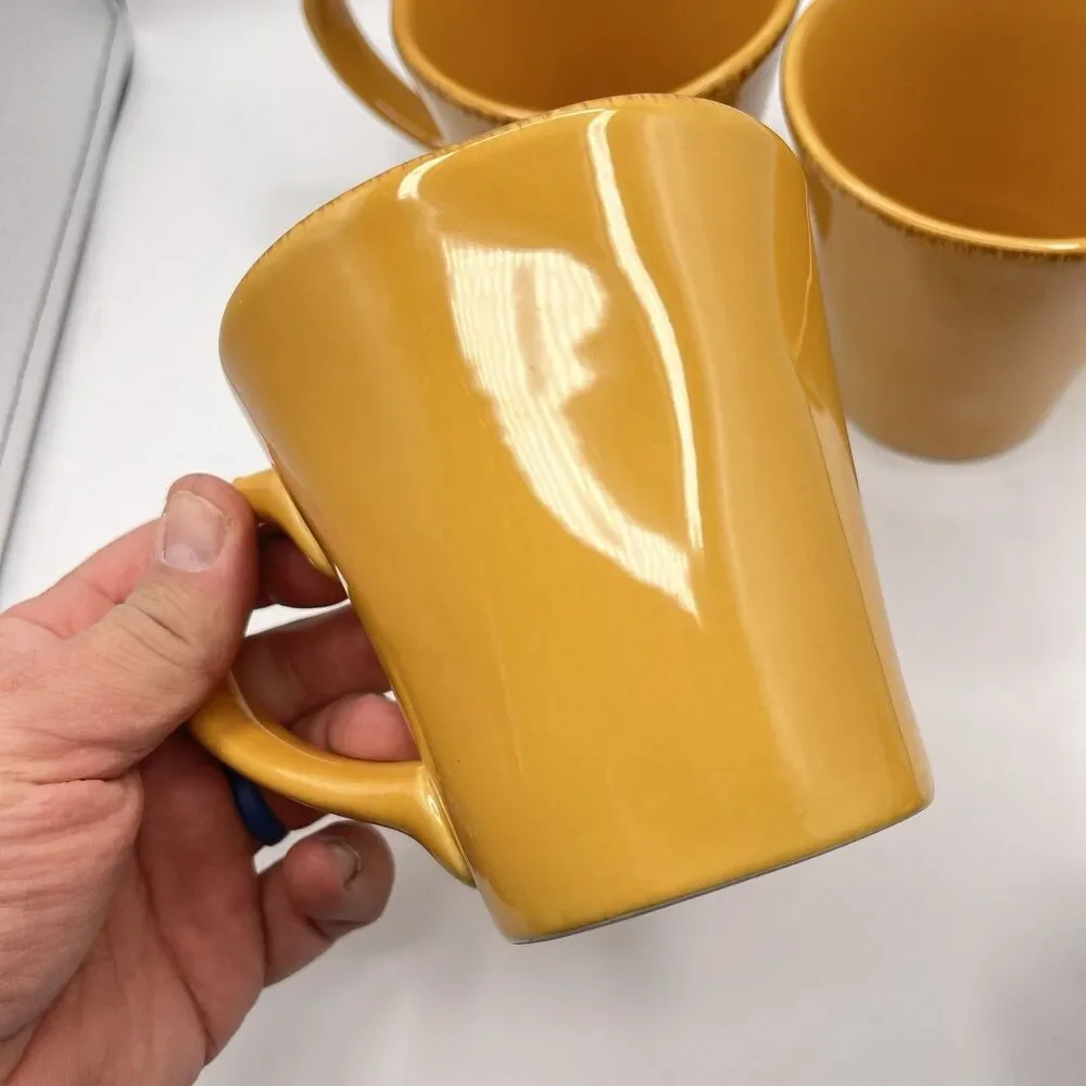 PIER 1 Earthware Elemental Coffee Mugs | Honey Color | 12 oz | Set of 4